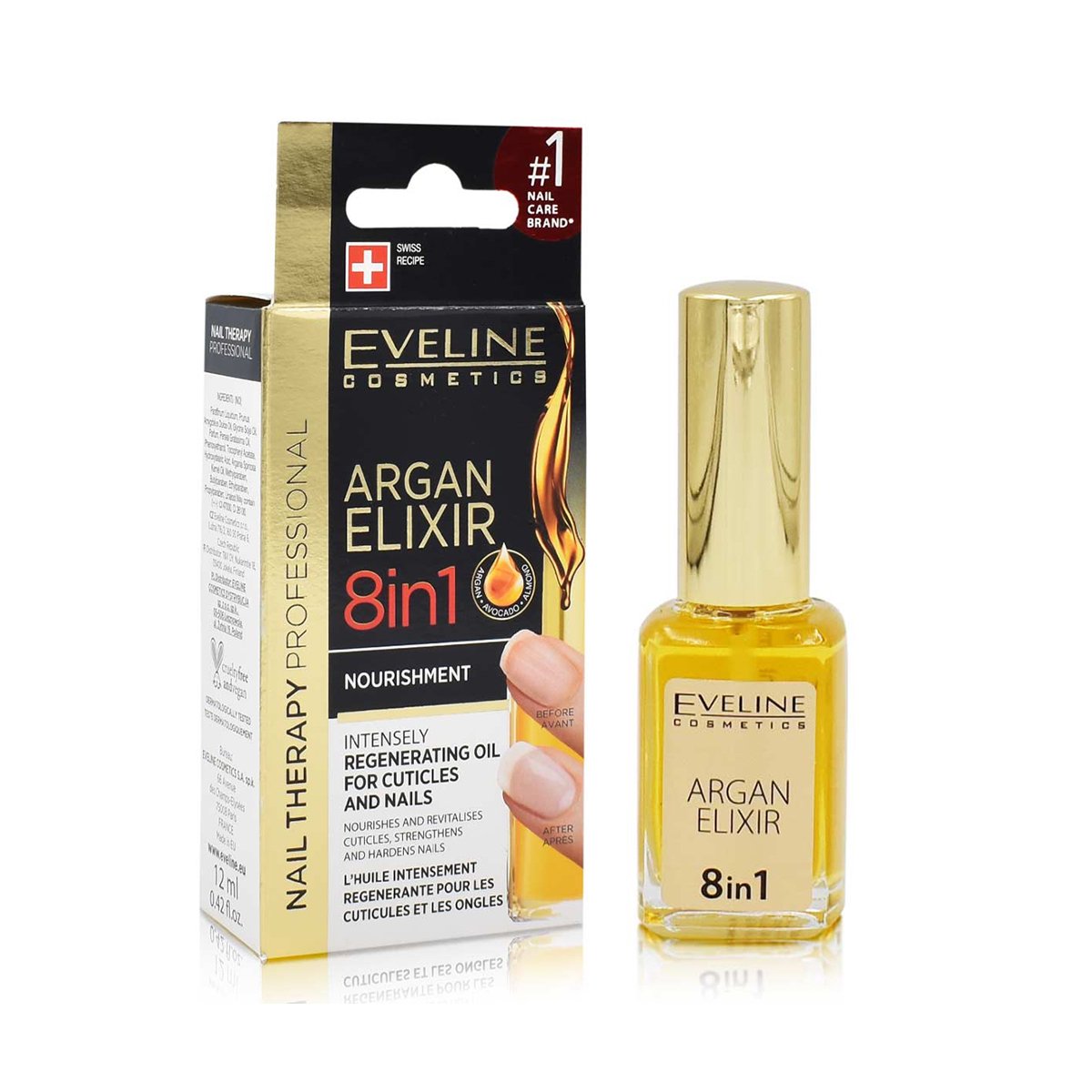 Eveline Cosmetics Nail Therapy Argan Elixir 8in1 Nail &amp; Cuticle Regenerating Oil