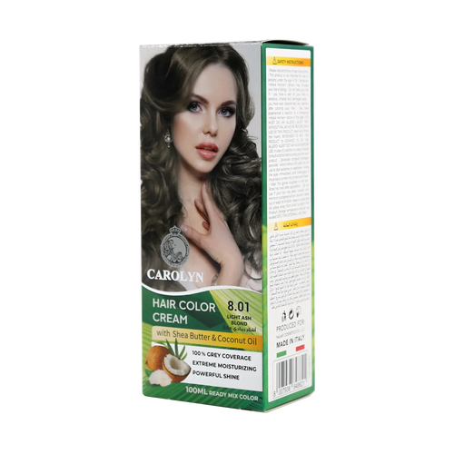 Carolyn - Hair Color - Carolyn Hair Color Cream Kit with Shea Butter & Coconut Oil 8.01 Light Ash Blond