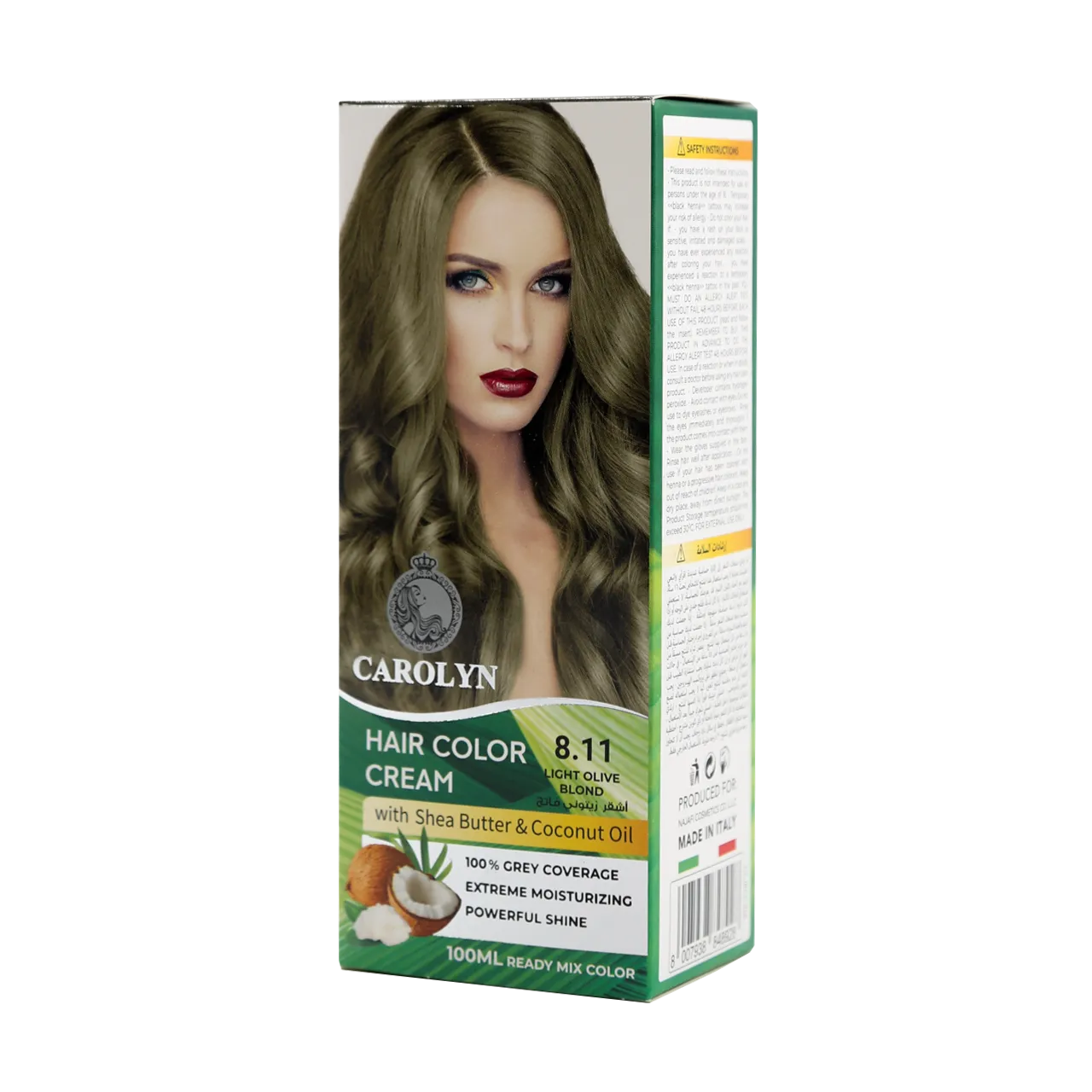 Carolyn - Hair Color - Carolyn Hair Color Cream Kit with Shea Butter & Coconut Oil 8.11 Light Olive Blond