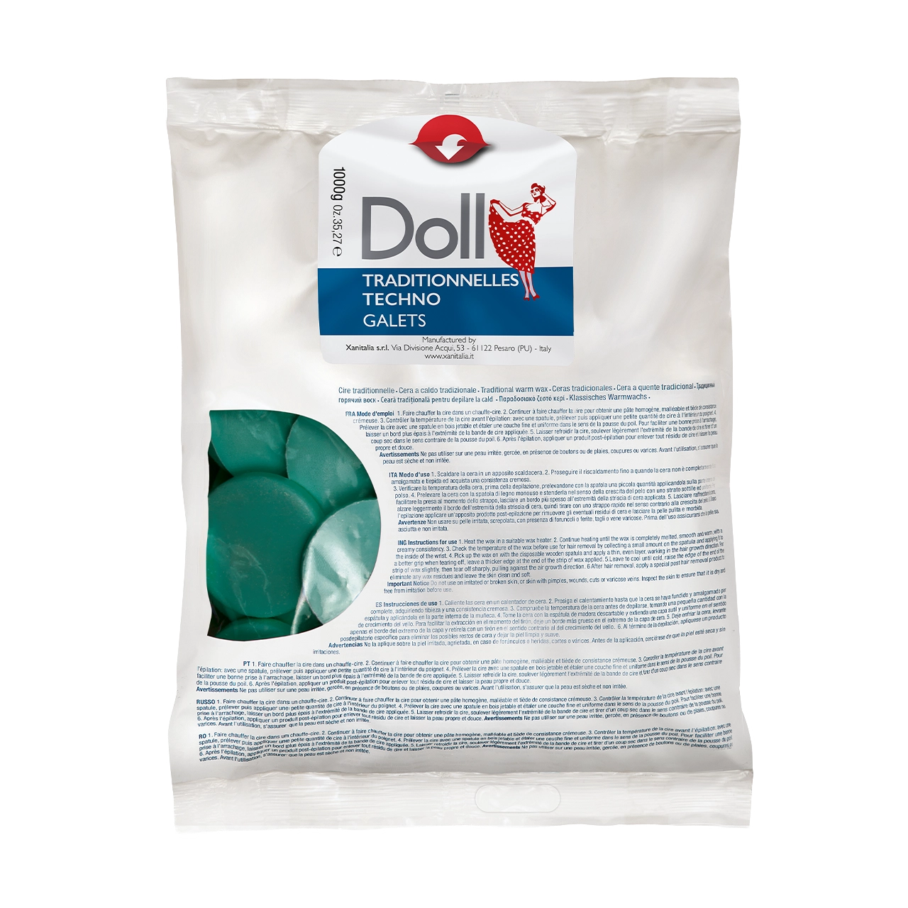 Doll - Pelable Wax - Doll Verde (Green) Non-Strip Wax Galets 1kg