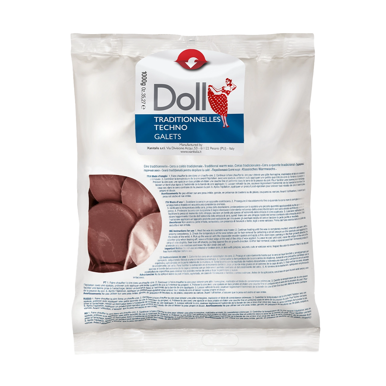 Doll - Pelable Wax - Doll Chocolate Non-Strip Wax Galets 1kg
