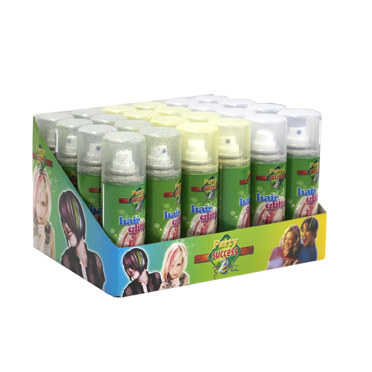 Party Success - Hair Glitter - Party Success Hair Gitter Spray - Mixed Colors Box 24x125ml