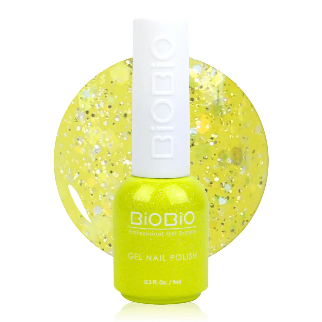 BioBio Glitter Nail Color Gel G107 Saekomdalkom Lemon 9ml