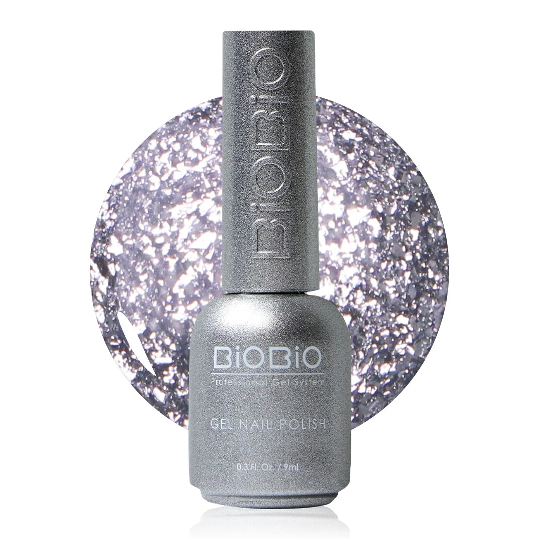 BioBio Glitter Nail Color Gel G113 Glitter Extream Silver 9ml