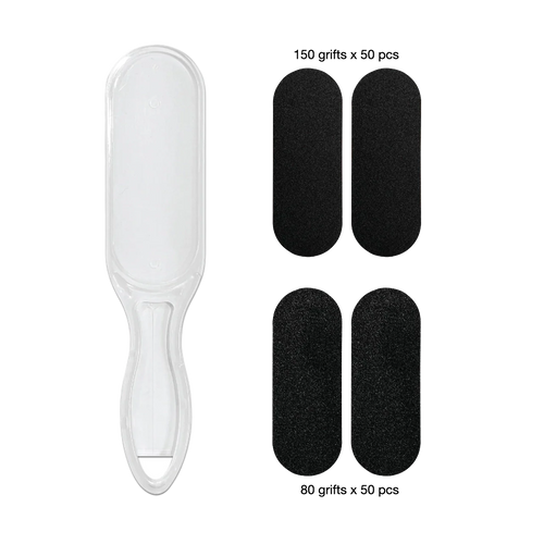Best Choice - Foot Care - 2 Sided Foot File with 100 Refill Sand Paper Sheets (80 Grits & 150 Grits)
