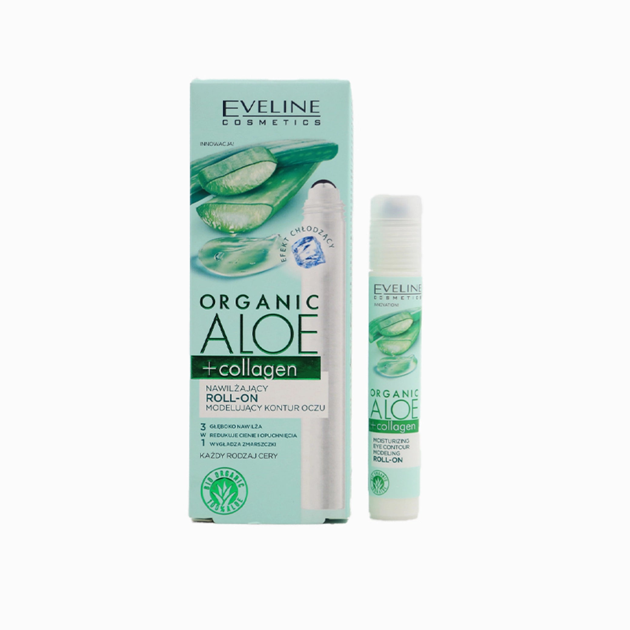 Eveline Cosmetics - Eye Care - Organic Aloe + Collagen Moisturizing Roll-On Modelling Eye Contour 15ml