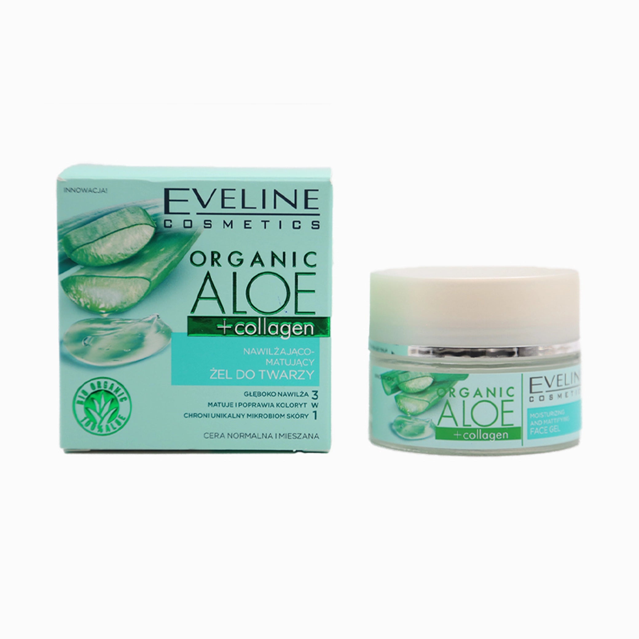Eveline Cosmetics - Gel - Organic Aloe + Collagen Moisturizing and Mattifying Face Gel 50ml