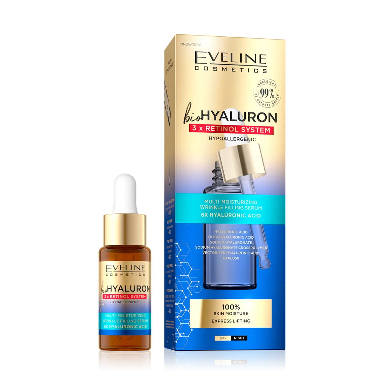 Eveline Cosmetics - Serum - Bio Hyaluron 3x Retinol System Multi-Moisturising Serum 18ml