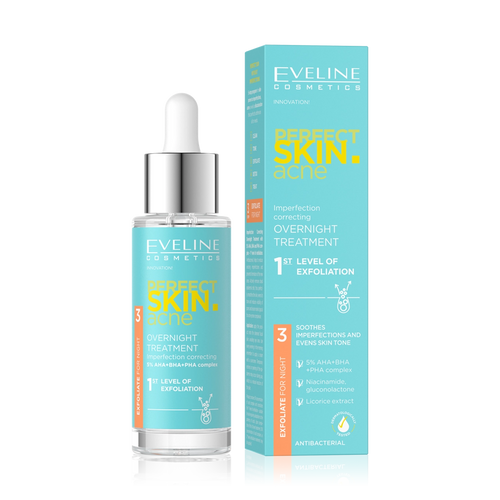 Eveline Cosmetics - Other - Perfect Skin Acne Overnight Treatment Exfoliation Level 1 30ml