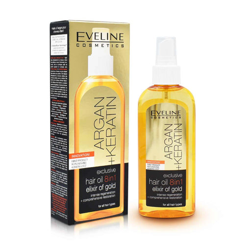 Eveline Cosmetics - Hair Oil - Argan + Keratin Hair Oil 8in1 Elixir of Gold 150ml