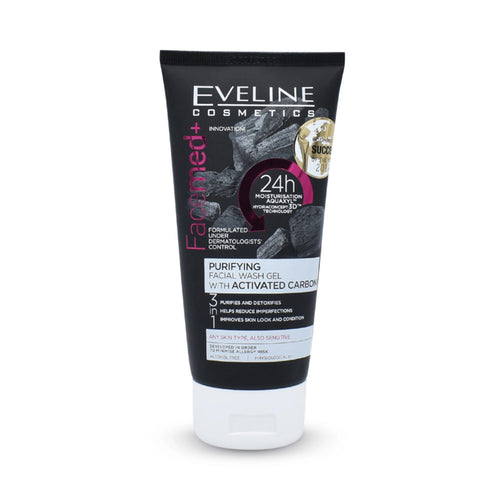 Eveline Cosmetics - Face Wash - Facemed+ Purifying Activated Carbon Facial Wash Gel 150ml