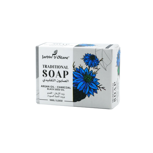 Jardin D'oleane - Soap - Traditional Soap with Argan Oil, Charcoal & Blackseed Oil 100g