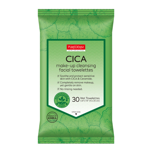 Purederm - Cleansing Towelettes - CICA Make-up Cleansing Facial Towelettes