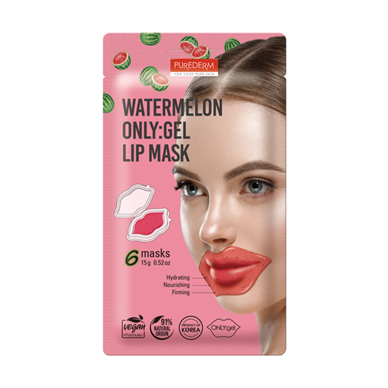 Purederm - Mask - Watermelon ONLY:gel Lip Mask (6 Masks)