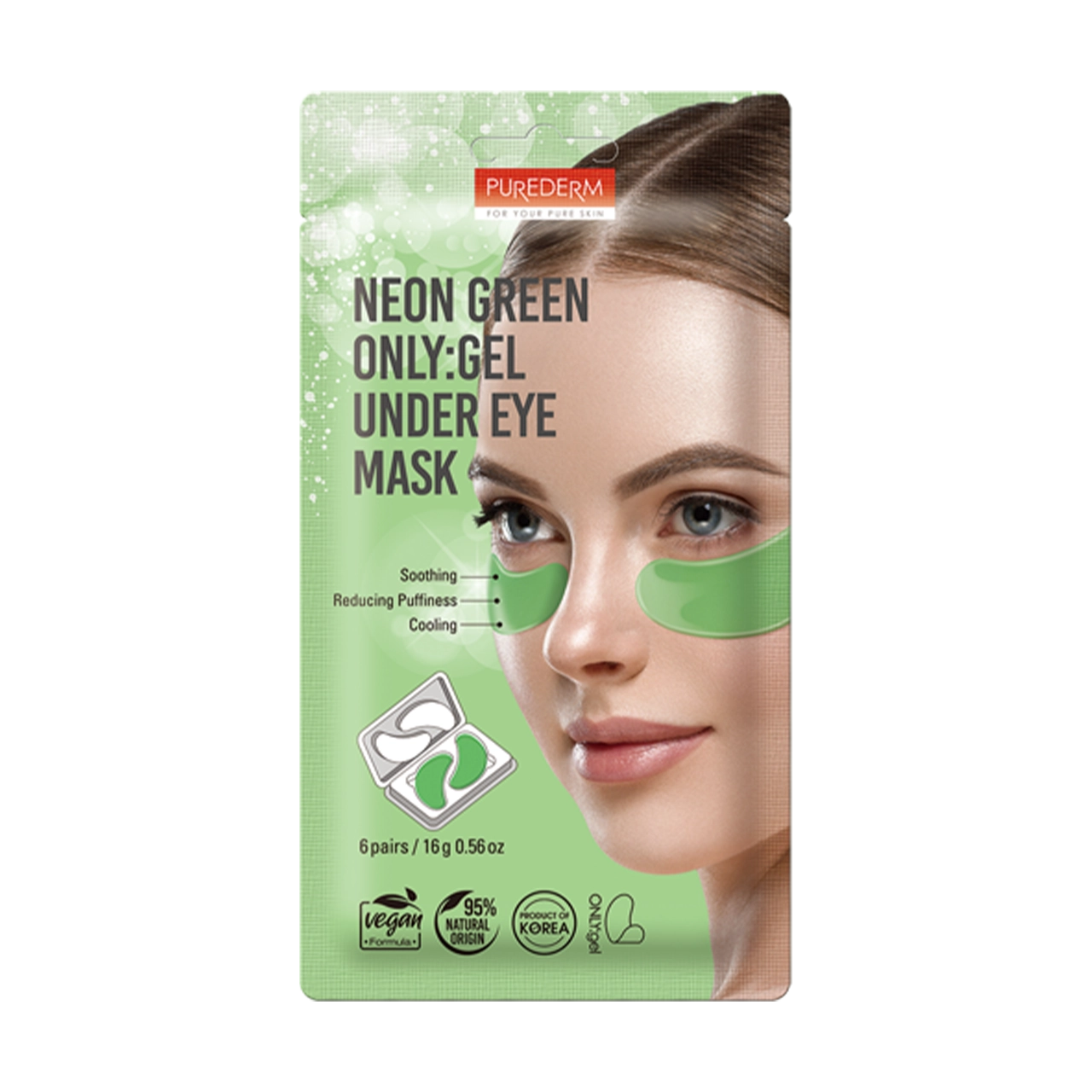 Purederm - Mask - Neon Green ONLY:gel Under Eye Mask (6 Pairs)