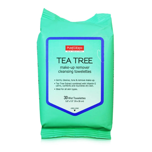 Purederm - Cleansing Towelettes - Tea Tree Make Up Remover Towelettes