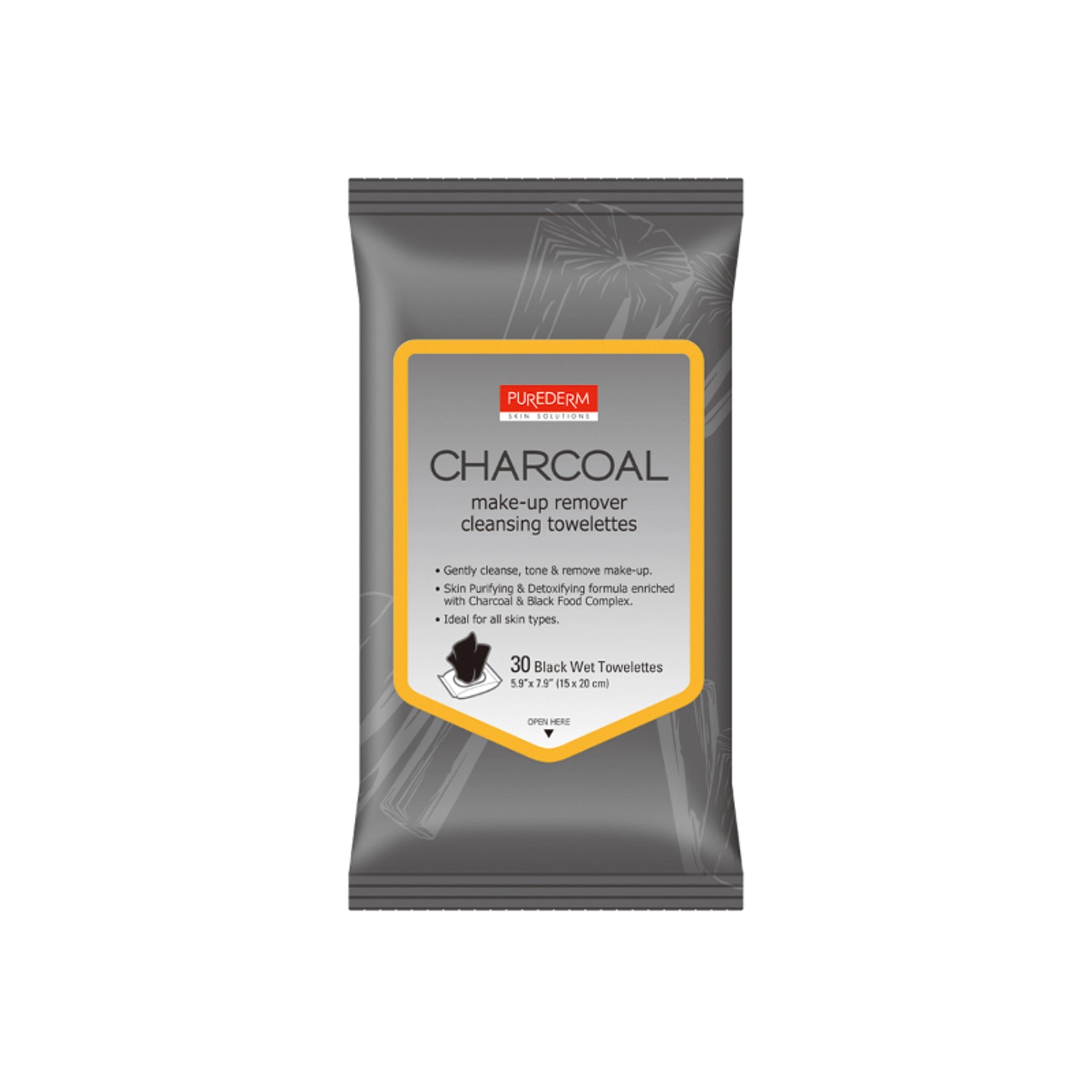 Purederm - Cleansing Towelettes - Charcoal Purederm  Remover Cleansing Towelettes