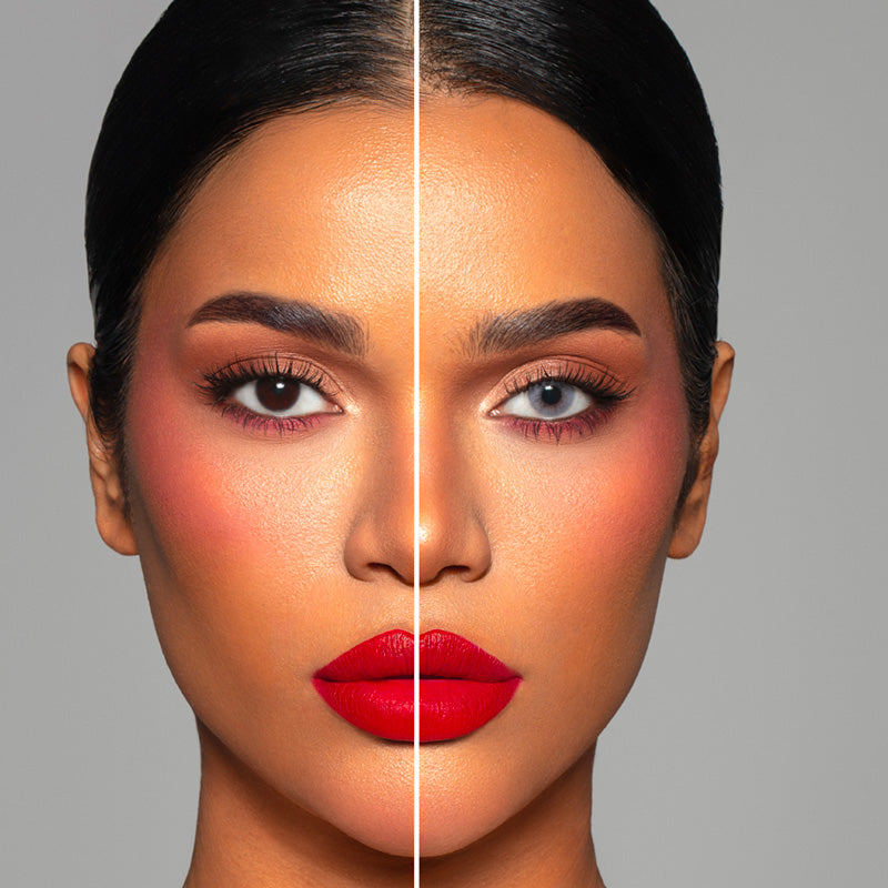 Melanina Colored Lenses Dubai comparison of a irl wearing only one lens