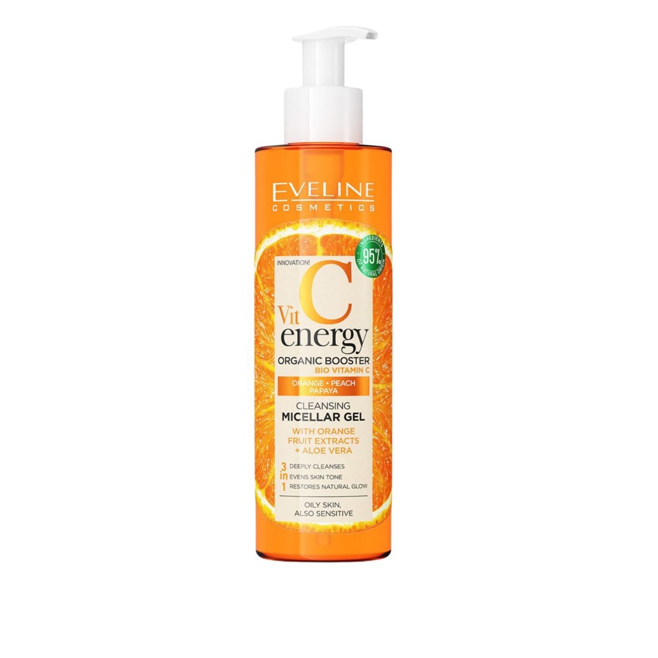 Eveline Cosmetics - Other - Vit C Energy Organic Booster Cleansing Micellar Gel with Orange Fruit Extracts + Aloe Vera 200ml