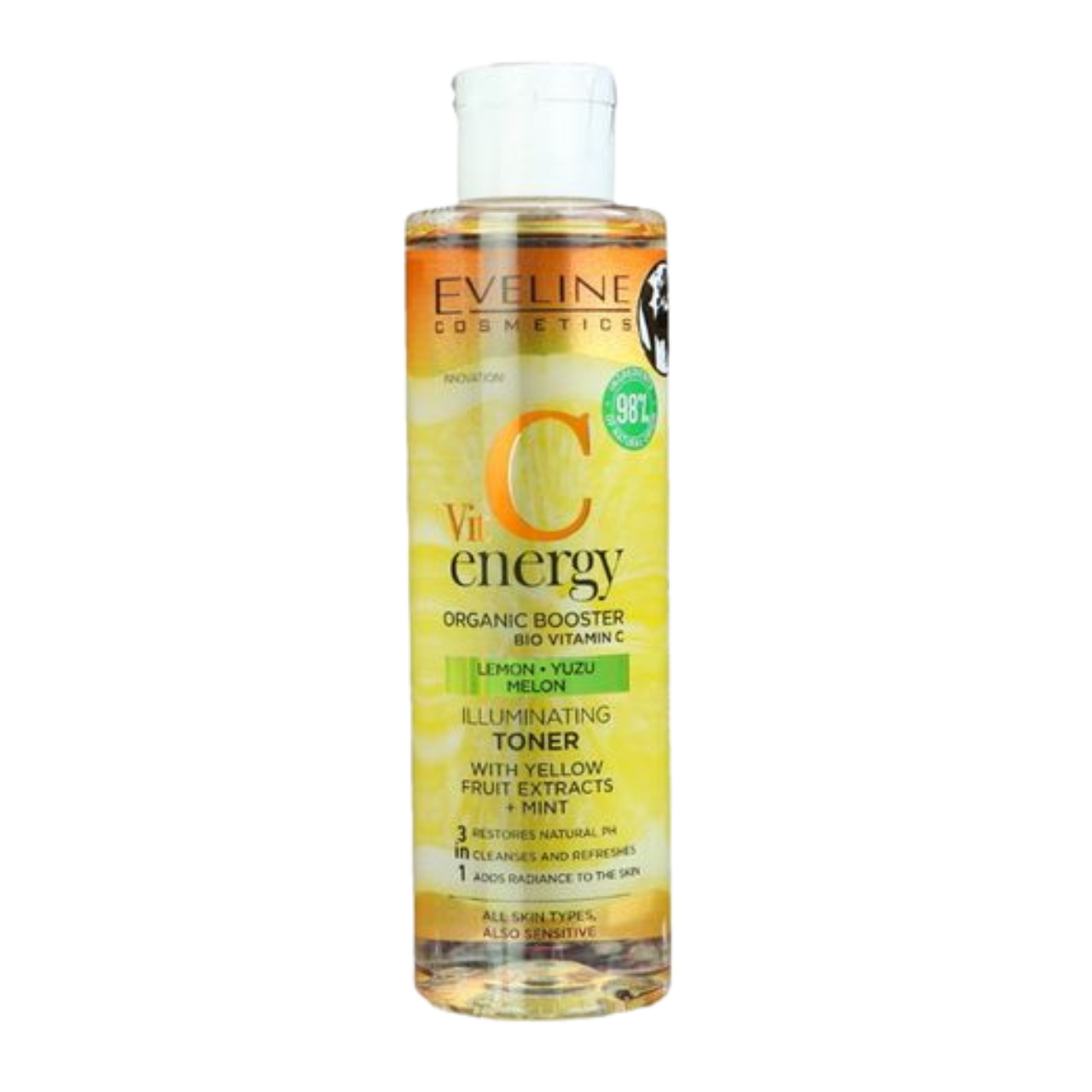 Eveline Cosmetics - Toner - Vit C Energy Lemon & Yuzo Melon Illuminating Toner with Yellow Fruit Extracts + Mint 200ml